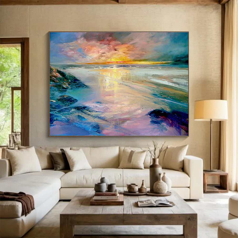 beach sunset coastal abstract design 3